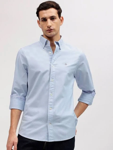 GANT Men's Solid Button-down Collar Full Sleeves Shirt