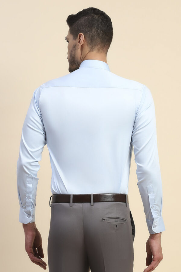 Mr. Huffman 100% Giza Cotton Satin Solid Baby Blue Shirt - Image 3